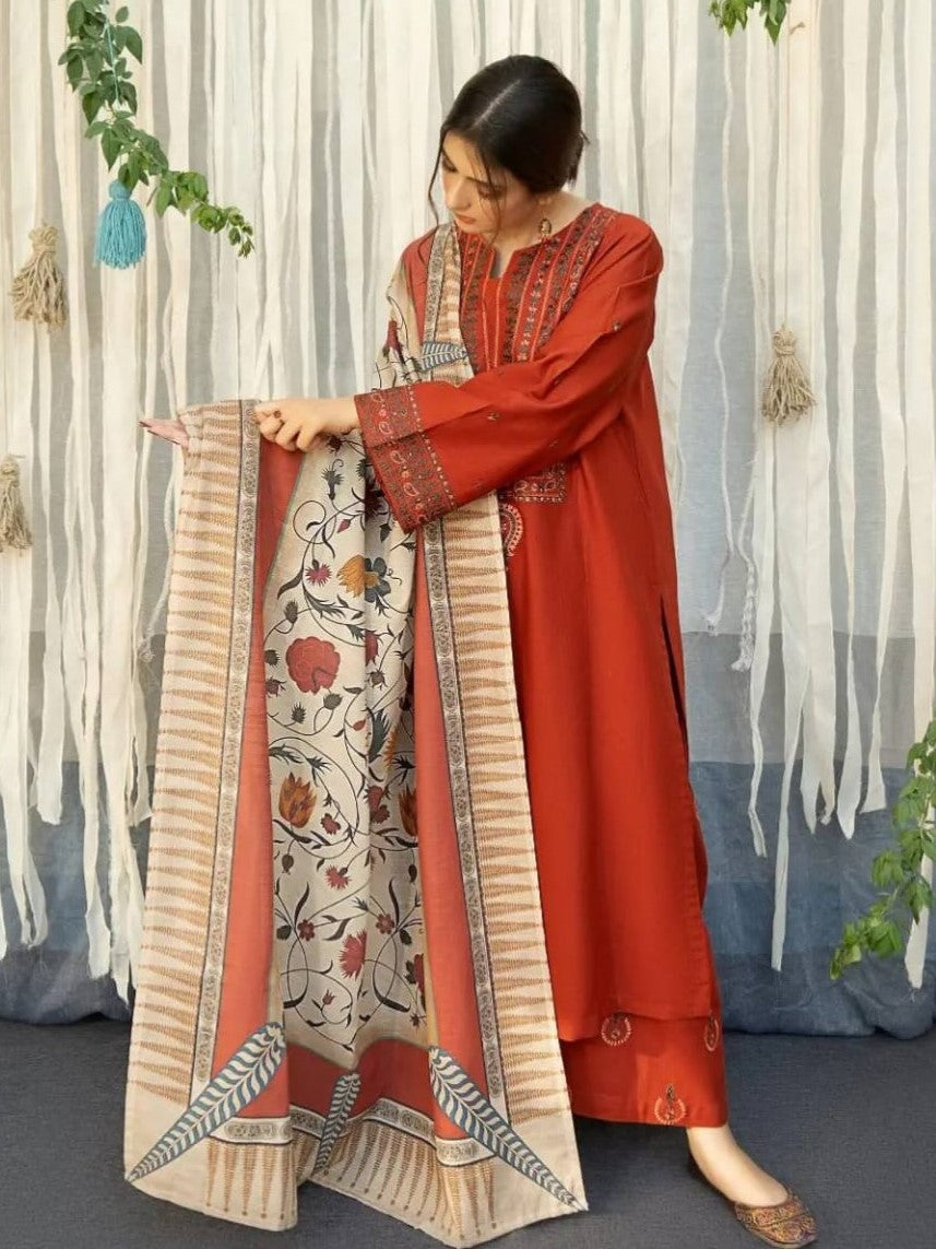 Ayat - 3PC Embroidered Ensemble with Digital Dupata