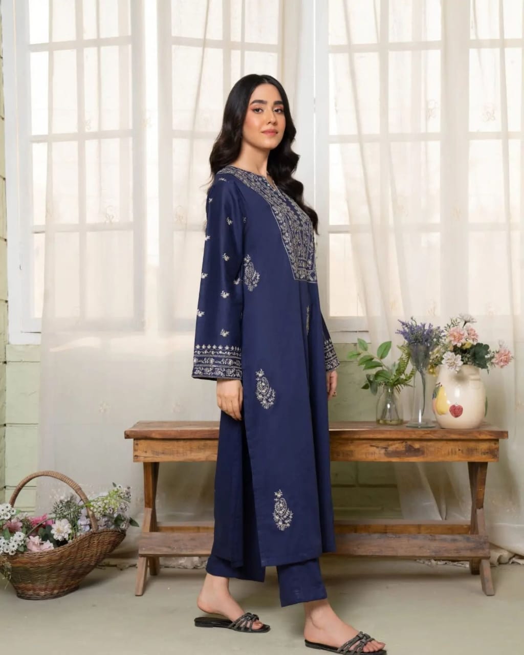 Dezal Embroidery 2pc Long Length